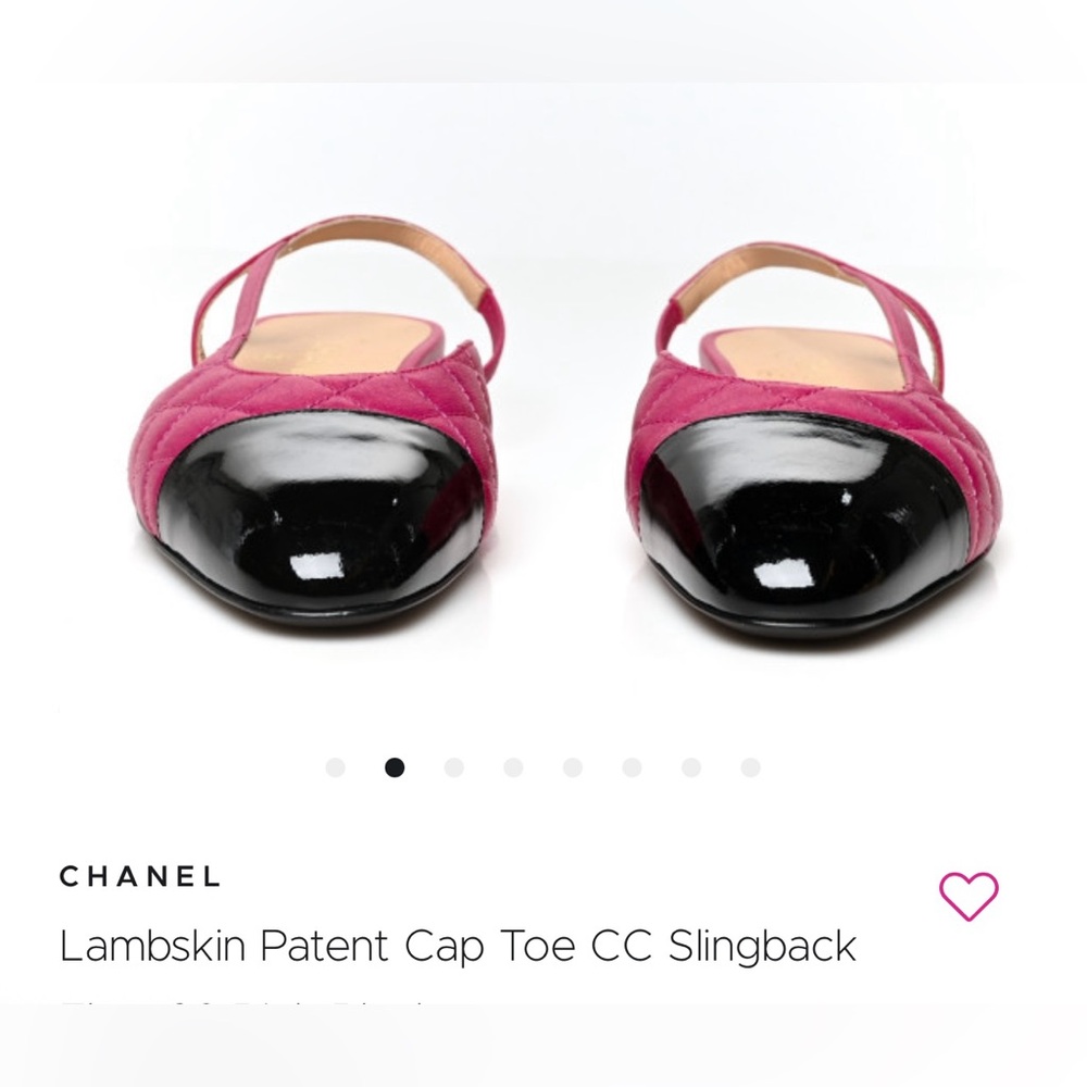 New CHANEL Fuchsia and Black Quilted Slingback Lambskin Flats 37/7 - Picture 8 of 16